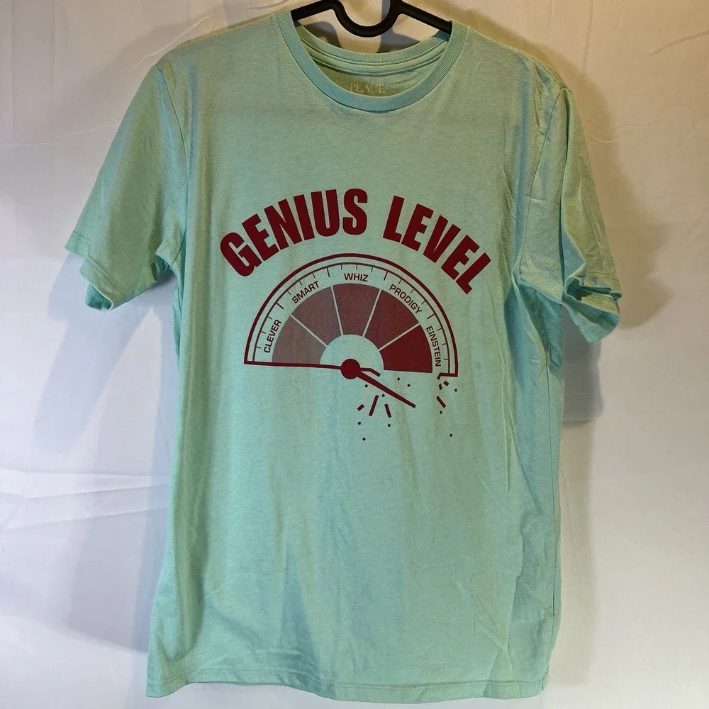 Childrens Place Shirt Boys XLarge 14 XL Graphic Short‎ Sleeve Genius Level TCP
